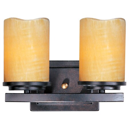 Maxim Two Light Rustic Ebony Stone Candle Glass Vanity 21142SCRE